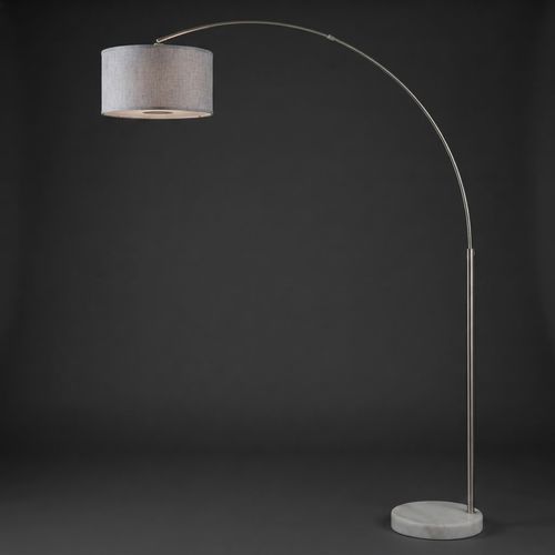 Major-Q Modern Arc Floor Lamp, Grey Shade and Silver Pole