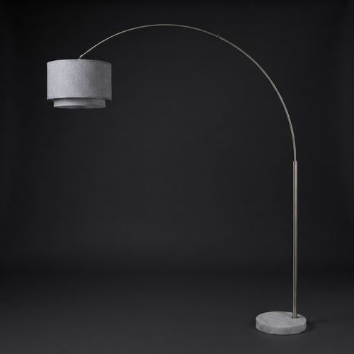 Major-Q Modern Arc Floor Lamp, Grey Double Drum Shade
