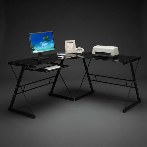 Major-Q Black Three-Piece Home Work Station with Corner Desk