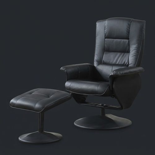 Major-Q Black PU Recliner Chair and Ottoman
