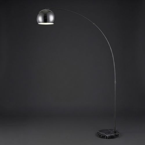 Major-Q Black Chrome Arc Floor Lamp, Metal Dome Shade