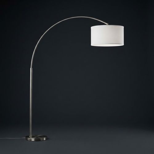 Major-Q Modern Arc Floor Lamp, XL White Drum Shade